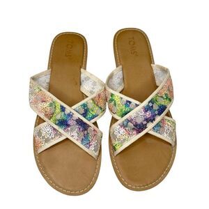 TOMS Viv Tie-Dye Flat Slip On Casual Sandal Crochet Strap Women’s Size 10
